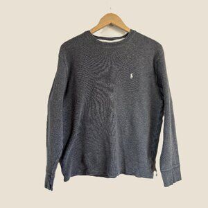 Polo Ralph Lauren Gray Cotton Waffle Knit Thermal Sleepwear Crewneck Sz L VGUC